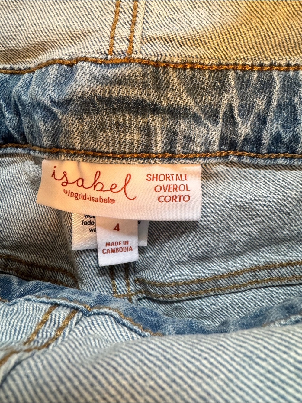 Isabel Maternity Bib Overalls Jean light adjustable Denim shortalls Shorts Sz 4 - Picture 4 of 6